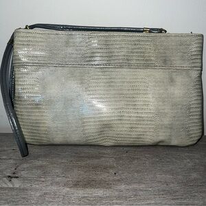 Vintage Snakeskin Design Woman’s Clutch shoulder bag purse Pale Green Nuline EUC